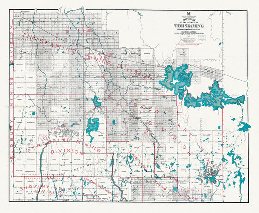 Map of part of the District of Timiskaming showing Lake Abitibi and along the line of the National Transcontinental Railway, 1917, 22x27" - The Map Chest