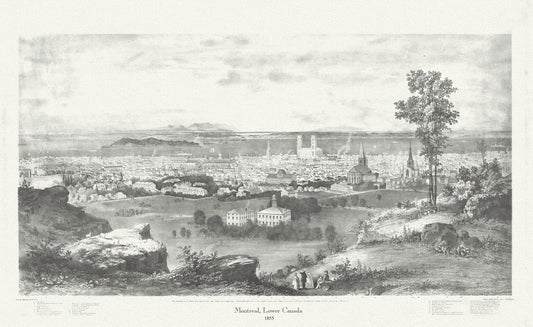 Montreal, Lower Canada, 1855, Whitfield auth., vintage print reprinted on durable cotton canvas, 50 x 70 cm, 20 x 25" approx. - The Map Chest