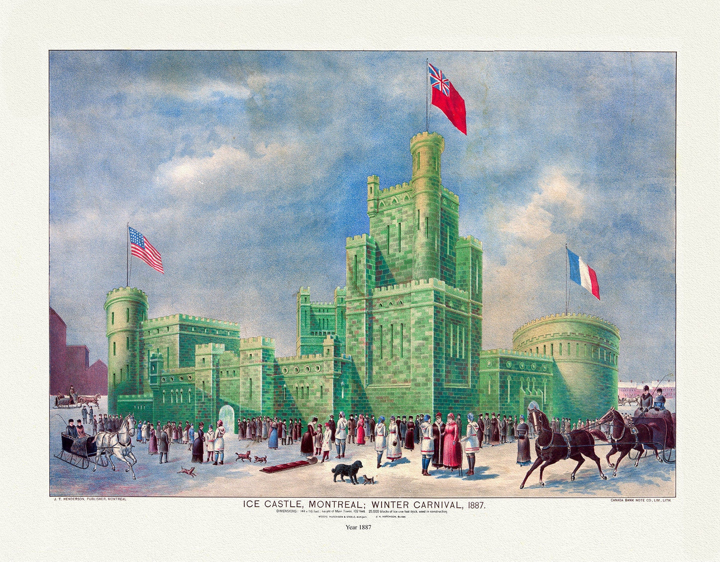 Montreal Winter Carnival, 1887 , vintage print reprinted on durable cotton canvas, 50 x 70 cm or 20x25" approx - The Map Chest