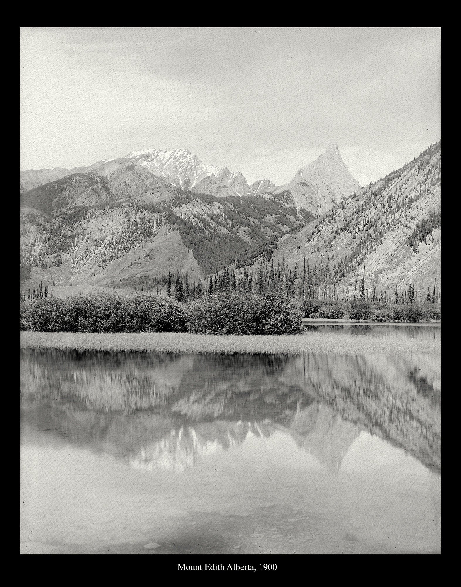 Mount Edith, Alberta, Canada, 1900, vintage photograph reprinted on durable cotton canvas, 50 x 70 cm, 20 x 25" approx. - The Map Chest