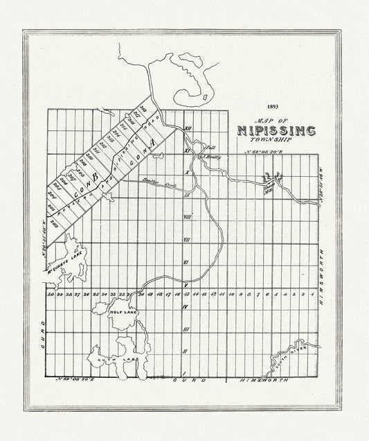 Muskoka - Haliburton, Nipissing Township, 1893, map on heavy cotton canvas, 20 x 25" approx. - The Map Chest