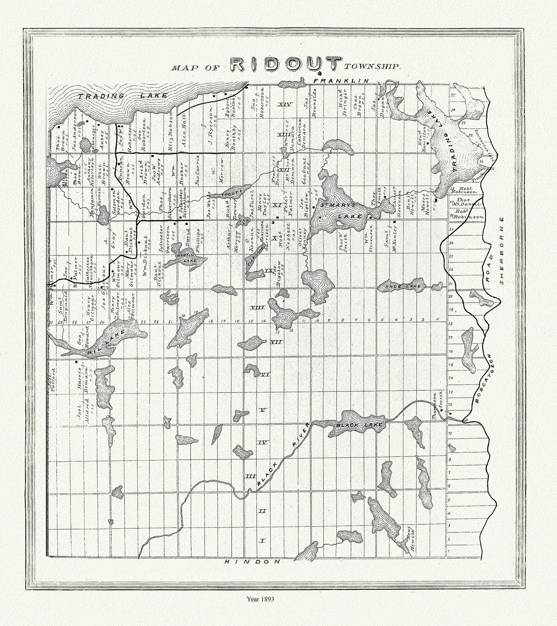 Muskoka - Haliburton, Ridout Township,1893 - The Map Chest