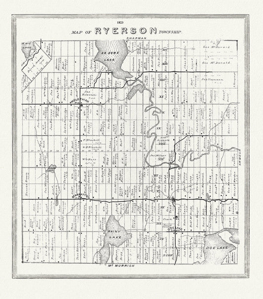 Muskoka - Haliburton, Ryerson Township, 1893, map on heavy cotton canvas, 20 x 25" approx. - The Map Chest