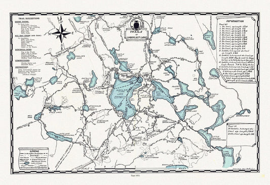 Muskoka, Trails of Limberlost Lodge,1931 , map on heavy cotton canvas, 45 x 65 cm, 18 x 24" approx. - The Map Chest