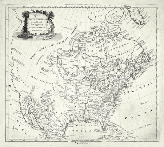 North America, Conder auth., 1774, map on durable cotton canvas, 50 x 70 cm, 20 x 25" approx. - The Map Chest