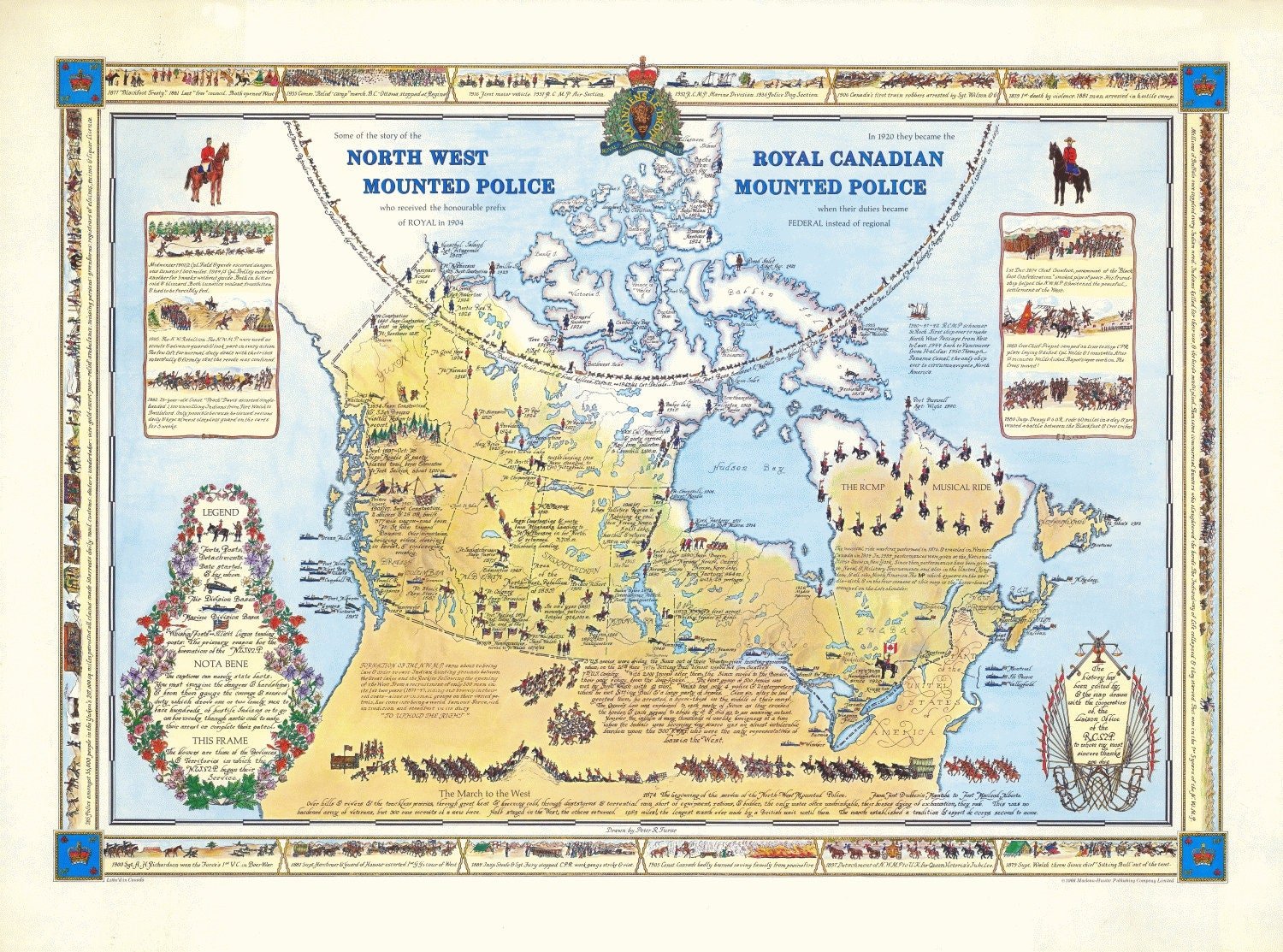 North West Mounted Police ( Royal Canadian Mounted Police), 1966, Poster on Heavy Cotton Canvas, Approx. 22x27" - The Map Chest