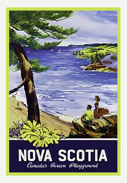 Nova Scotia, Canada's Ocean Playground, 1965, Travel Poster on heavy cotton canvas, 22x27" approx. - The Map Chest
