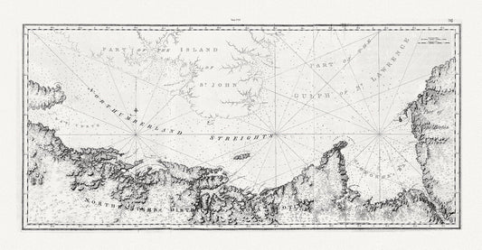 PEI: North East Coast of Nova Scotia and Northumberland Strait, Des Barres auth., 1755, on cotton canvas, 50 x 70 cm or 20x25" approx. - The Map Chest