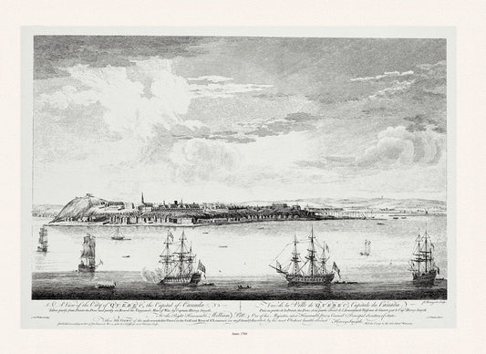 Pitt, Vue de la ville du Québec, capitale du Canada, 1760, map on heavy cotton canvas, 20x27" approx. - The Map Chest