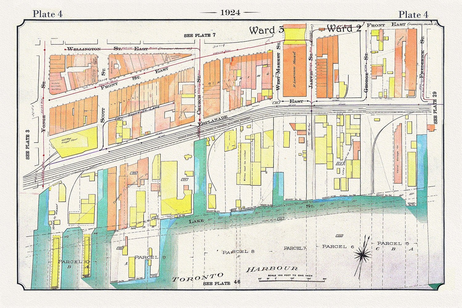 Plate 04, Toronto, Downtown Waterfront, Harbour East, 1924 - The Map Chest