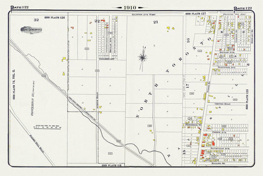 Plate 122, North Toronto, South of Eglinton Avenue, 1910 , map on heavy cotton canvas, 20 x 30" approx. - The Map Chest