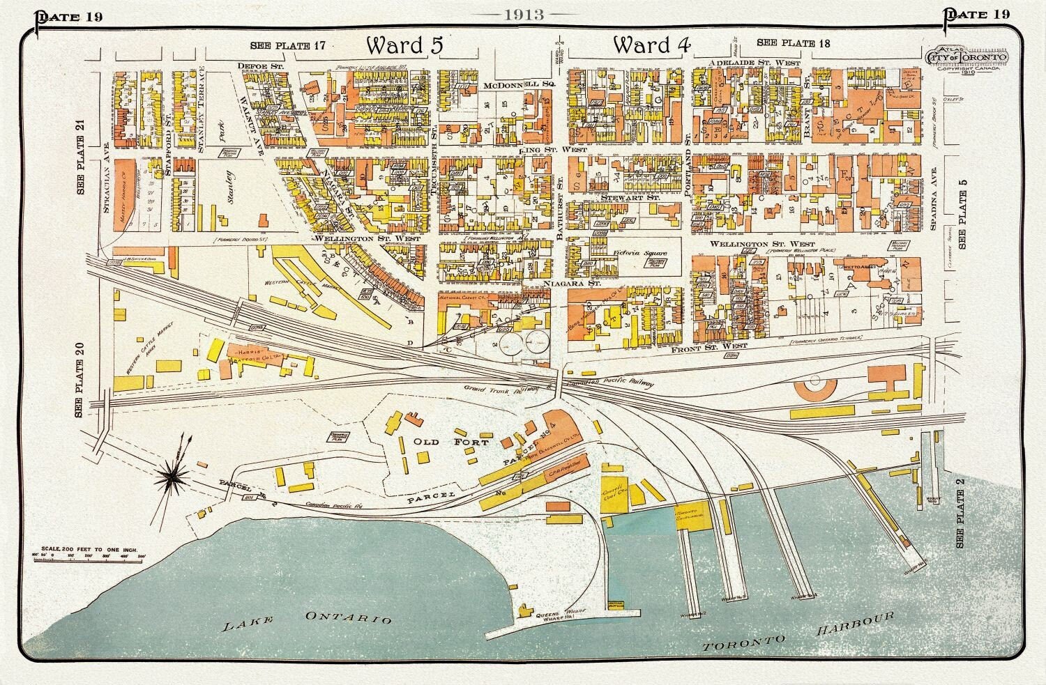 Plate 19 Toronto West ,Waterfront, Bathurst, 1913 - The Map Chest
