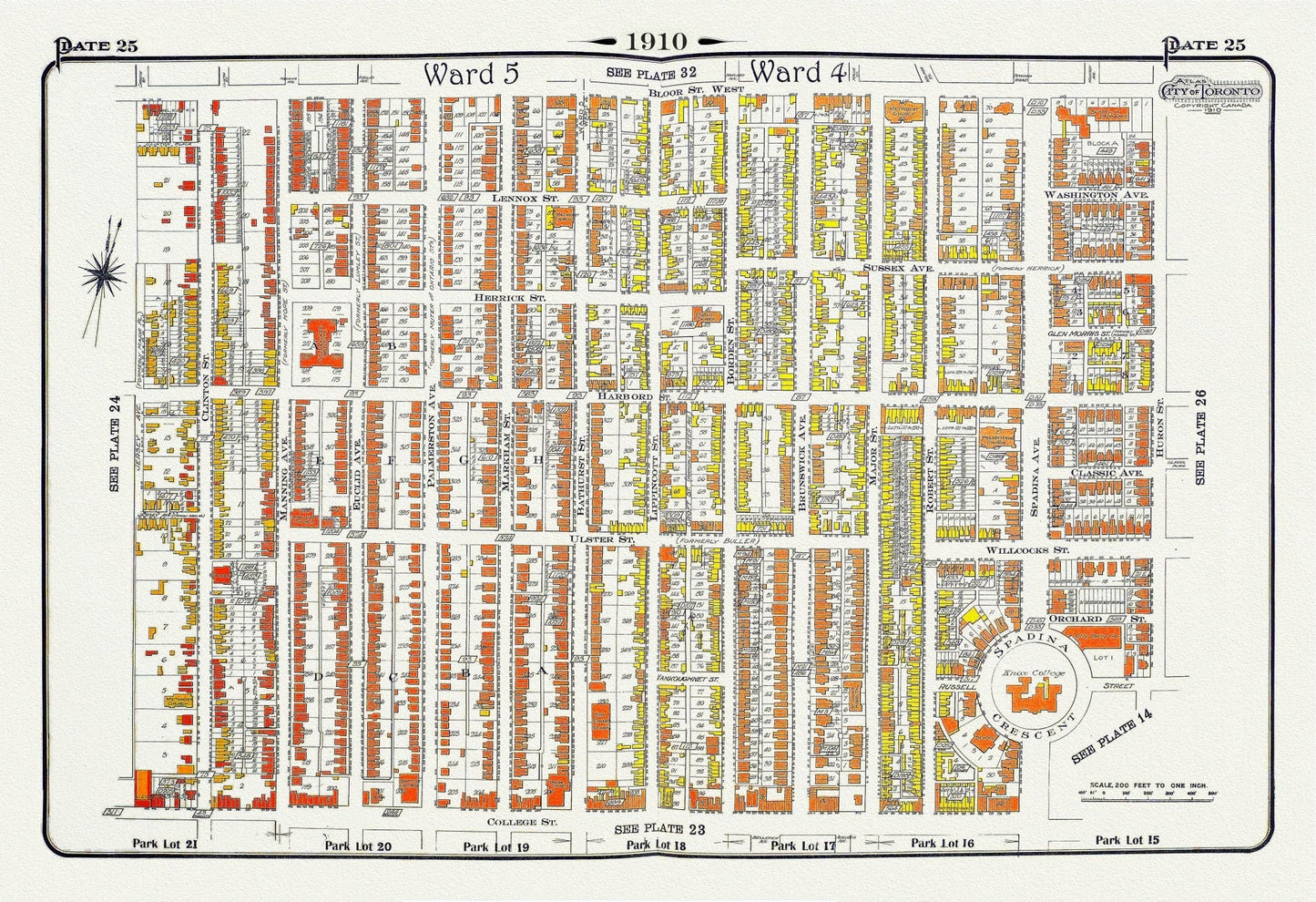 Plate 25, Toronto Downtown West, Annex South, 1910 - The Map Chest