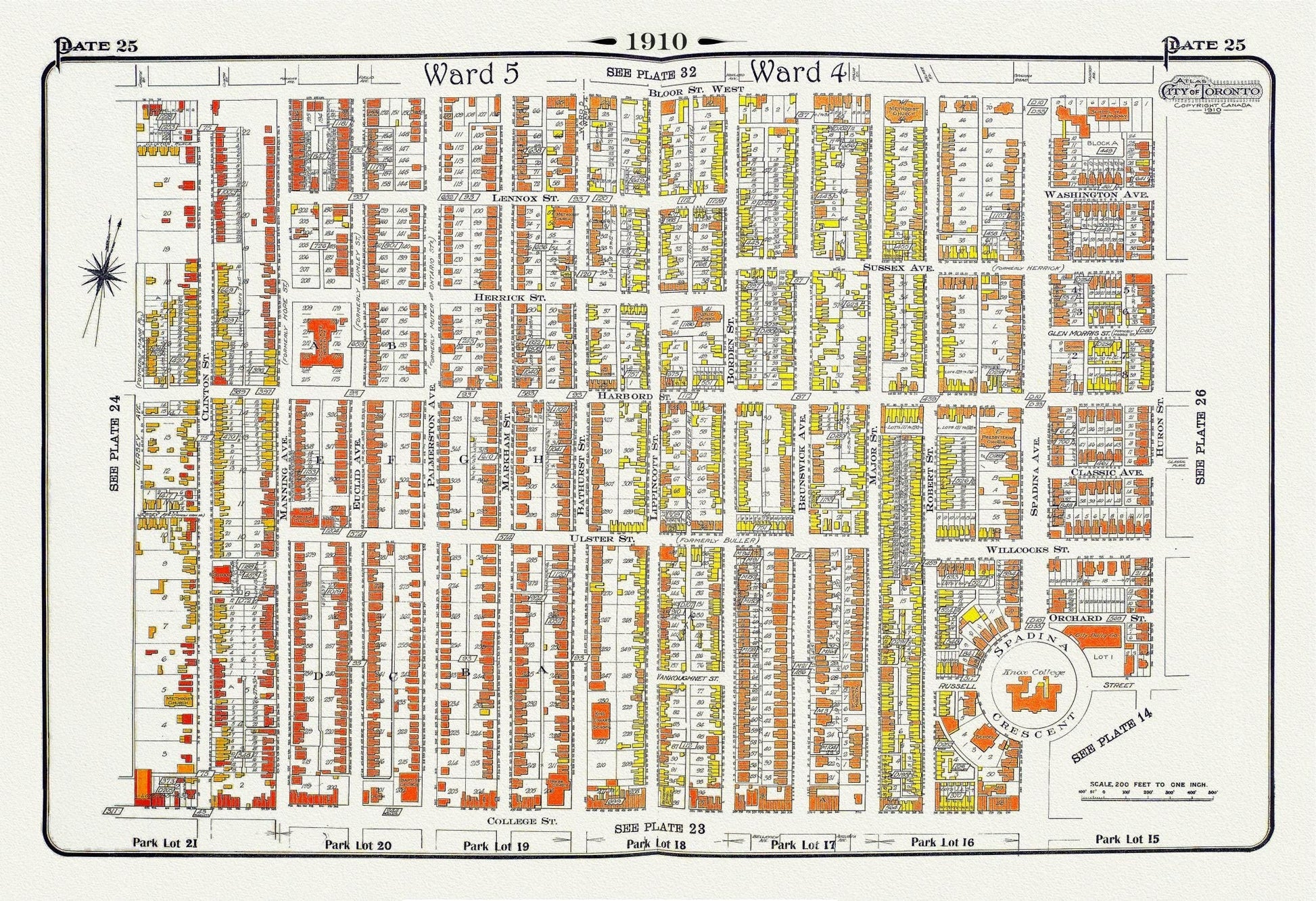 Plate 25, Toronto Downtown West, Annex South, 1910 - The Map Chest