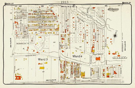 Plate 37 Toronto West, Casa Loma, 1913, map on heavy cotton canvas, 20 x 30" approx. - The Map Chest