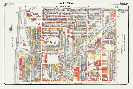 Plate 41, Toronto East, Riverdale & Leslieville, 1923, Map on heavy cotton canvas, 18x27in. approx. - The Map Chest