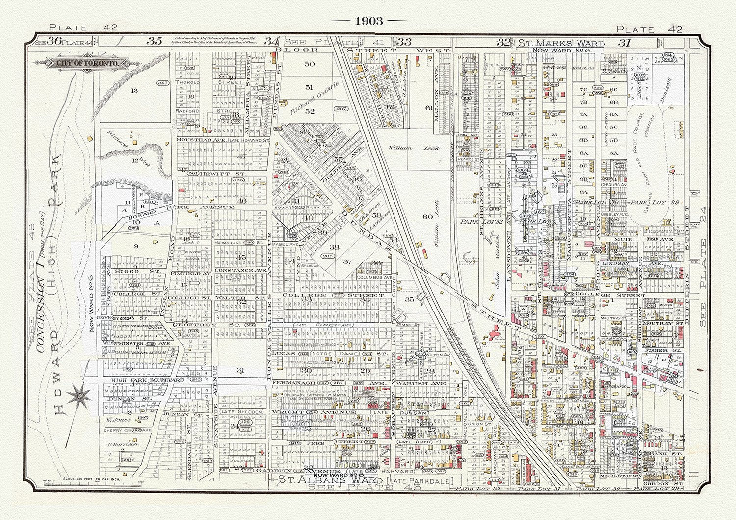 Plate 42A ,Toronto West, High Park to Brockton, 1903 Ver. II, map on heavy cotton canvas, 20 x 30" or 50 x 75cm. approx. - The Map Chest