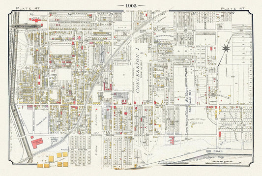 Plate 47, Toronto East, Riverdale & Leslieville, 1903, map on heavy cotton canvas, 20 x 30" or 50 x 75cm. approx. - The Map Chest