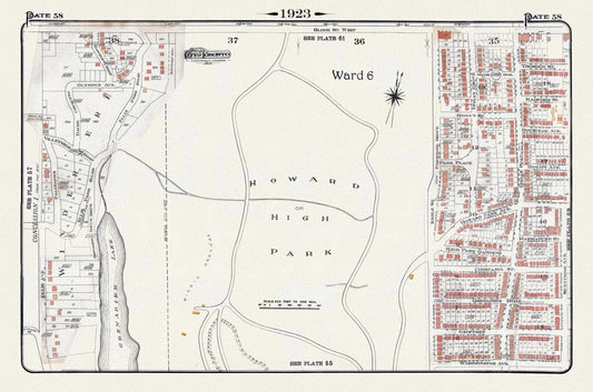 Plate 58, Toronto West, High Park Central, 1923, Map on heavy cotton canvas, 18x27in. approx. - The Map Chest