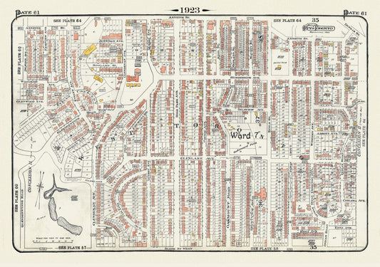 Plate 61, Toronto West, High Park North, 1923, Map on heavy cotton canvas, 18x27in. approx. - The Map Chest