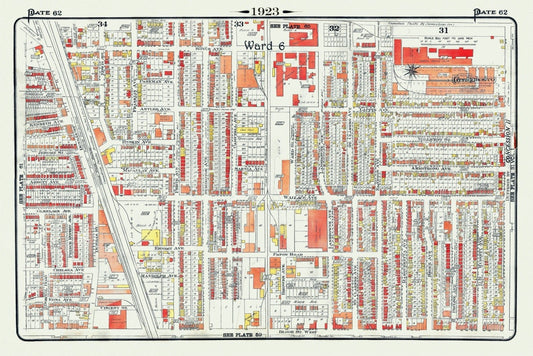 Plate 62, Toronto West, Junction East, Wallace & Symington, North of Bloor Street, 1923, Map on heavy cotton canvas, 18x27in. approx. - The Map Chest