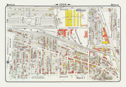 Plate 64, Toronto West, The Junction & Stockyards, 1910 , map on heavy cotton canvas, 20 x 30" approx. - The Map Chest