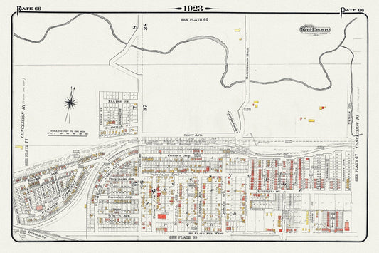 Plate 66, Toronto West, Junction North, Runnymede & Black Creek, 1923, Map on heavy cotton canvas, 18x27in. approx. - The Map Chest