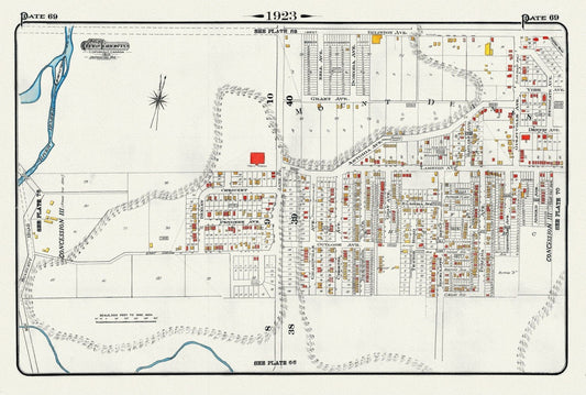Plate 69, Toronto West, Mount Dennis, Eglinton & Jane, 1923, Map on heavy cotton canvas, 18x27in. approx. - The Map Chest