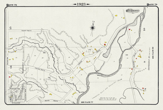 Plate 78, Toronto, North & West, Etobicoke, Edenbridge Drive. 1923, Map on heavy cotton canvas, 18x27in. approx. - The Map Chest