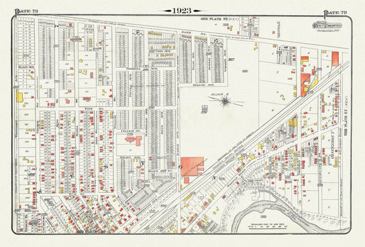 Plate 79, Toronto North West, Weston, 1923, Map on heavy cotton canvas, 18x27in. approx. - The Map Chest