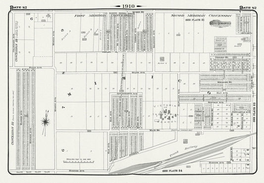 Plate 82, Toronto West, Mimico, 1910 , map on heavy cotton canvas, 20 x 30" approx. - The Map Chest