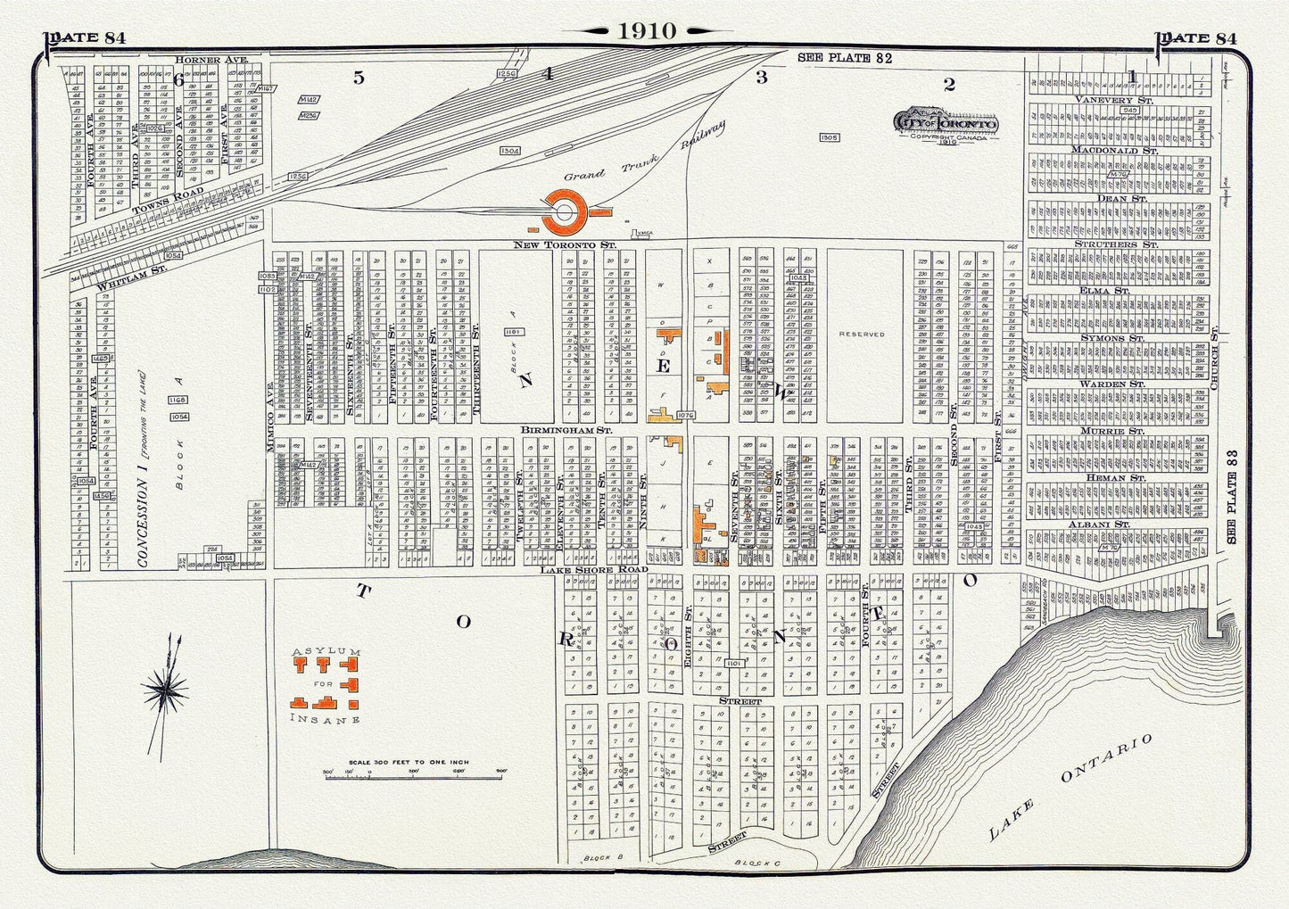 Plate 84, Toronto West, New Toronto, 1910, map on heavy cotton canvas, 20 x 30" approx. - The Map Chest