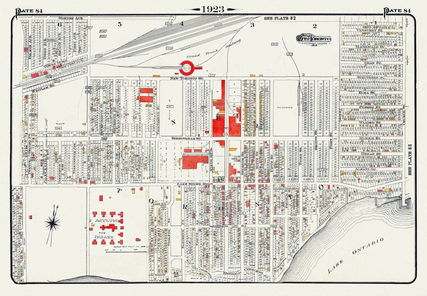Plate 84, Toronto West, New Toronto, 1923, Map on heavy cotton canvas, 18x27in. approx. - The Map Chest