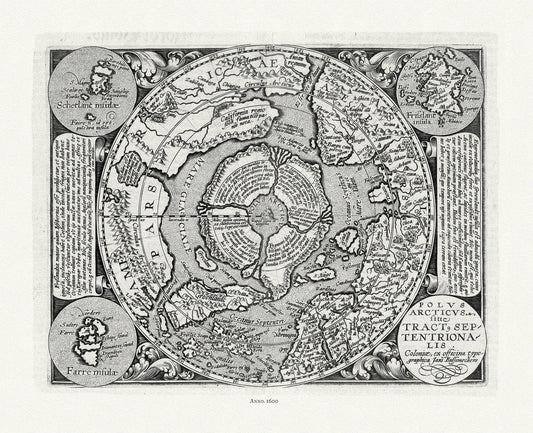 Polus Arcticus, 1600, ,map on heavy cotton canvas, 22x27" approx. - The Map Chest