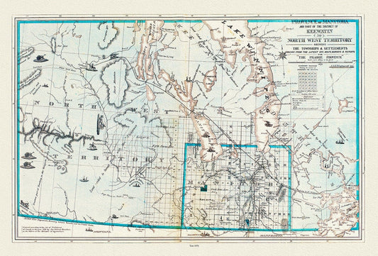 Province of Manitoba District of Keewatin, 1878, , map on heavy cotton canvas, 22x27" approx. - The Map Chest