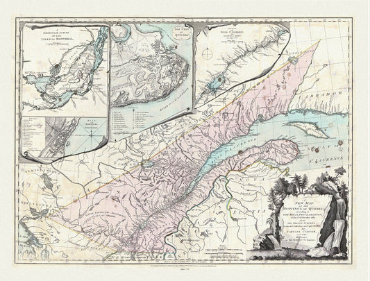 Quebec: Sayer et Carver, A new map of the Province of Quebec, according to the 1763 Royal Proclamation, 1776, cotton canvas, 22x27" approx. - The Map Chest