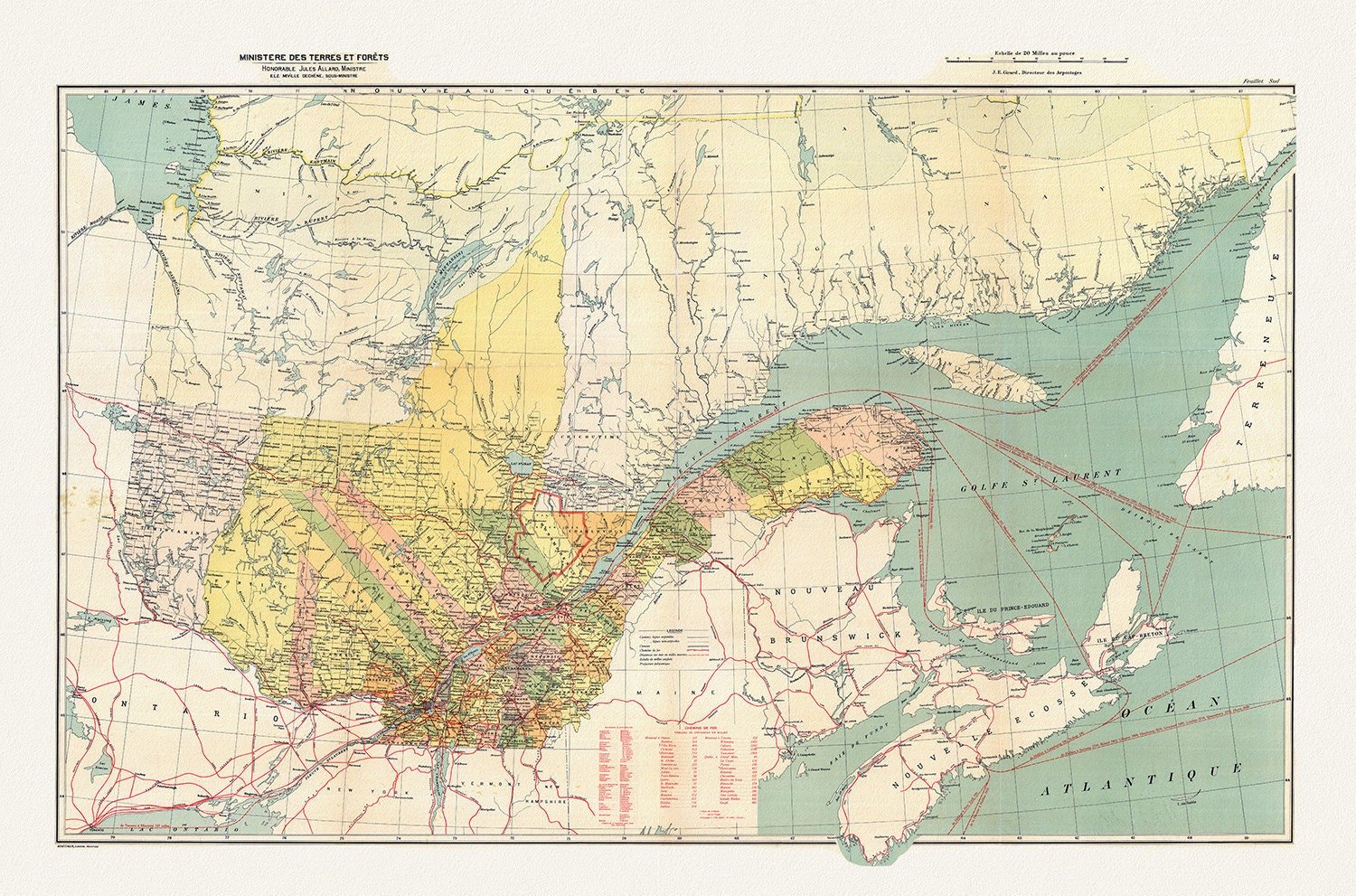 Québec, South Sheet, 1914 , map on durable cotton canvas, 50 x 70 cm, 20 x 25" approx. - The Map Chest