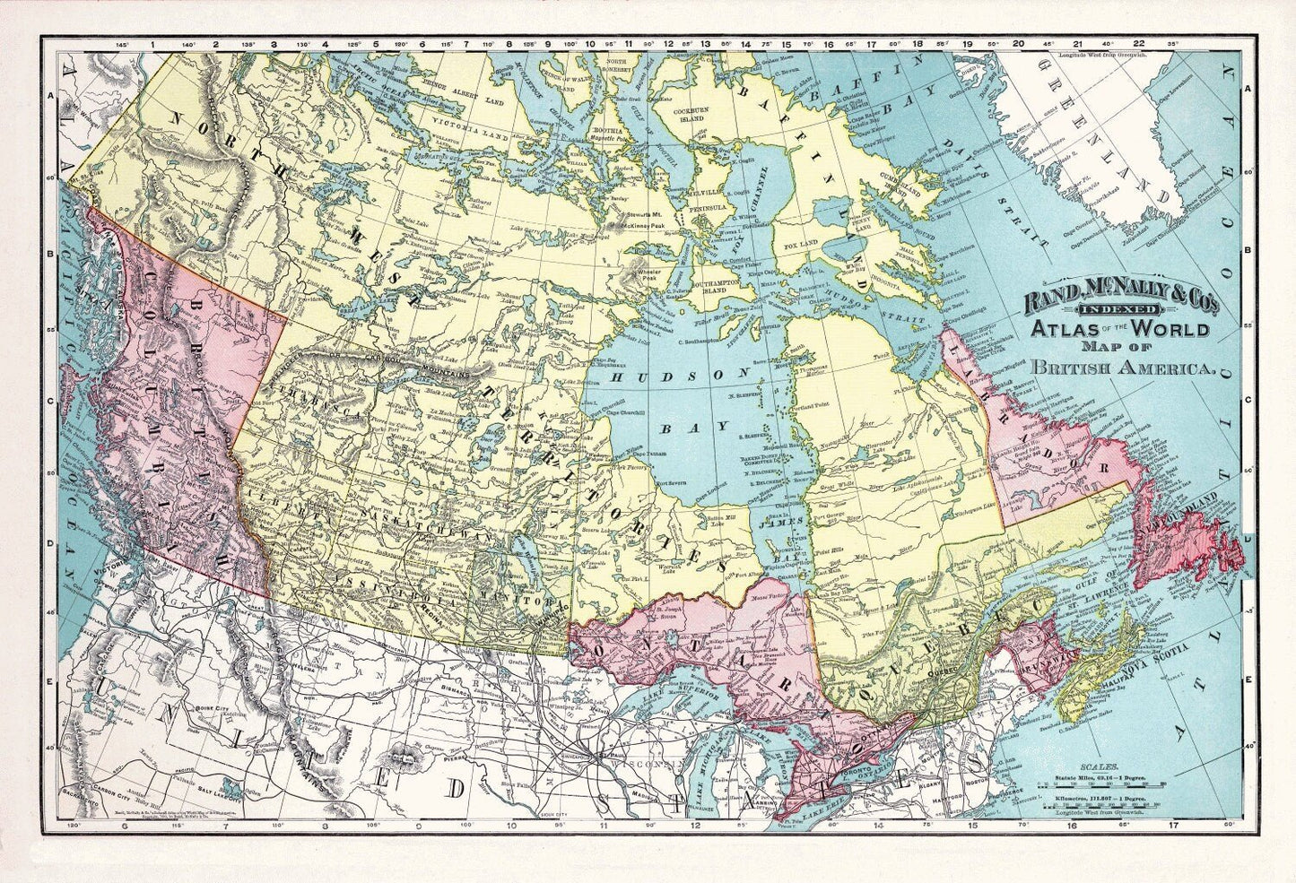 Rand, McNally & Co., British America (Canada), 1892, map on heavy cotton canvas, 22x27" approx. - The Map Chest