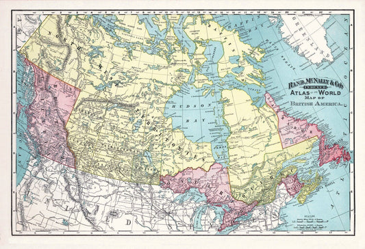 Rand, McNally & Co., British America (Canada), 1892, map on heavy cotton canvas, 22x27" approx. - The Map Chest