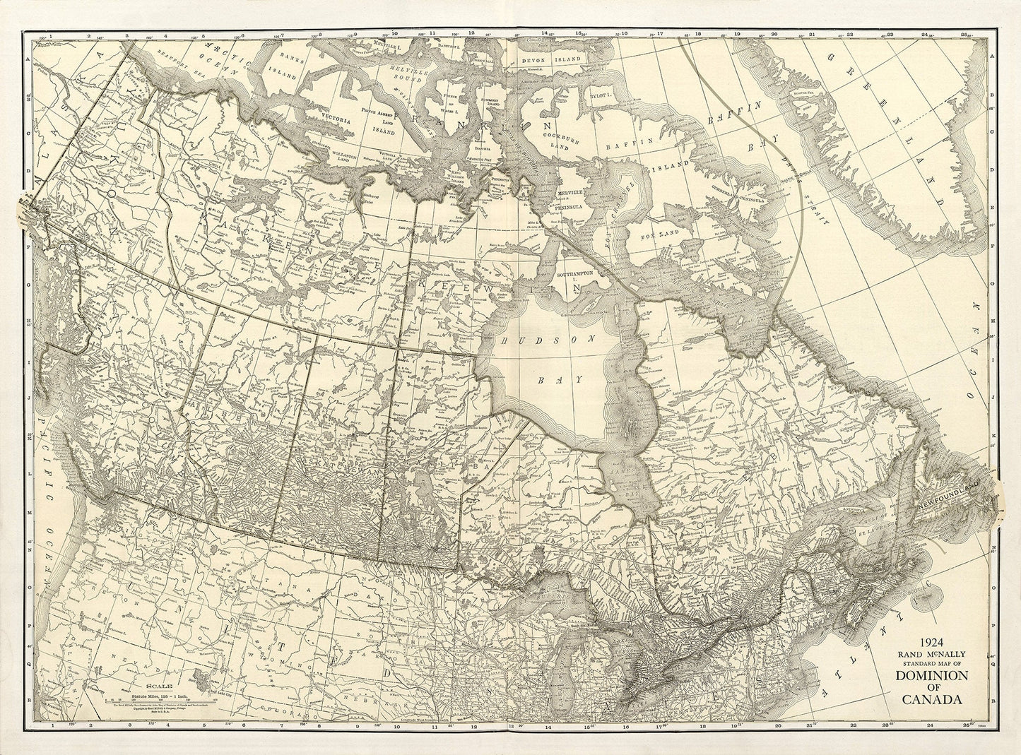 Rand McNally & Company, Commercial Atlas, Canada, 1924 Ver. I , map on heavy cotton canvas, 20 x 25" approx. - The Map Chest