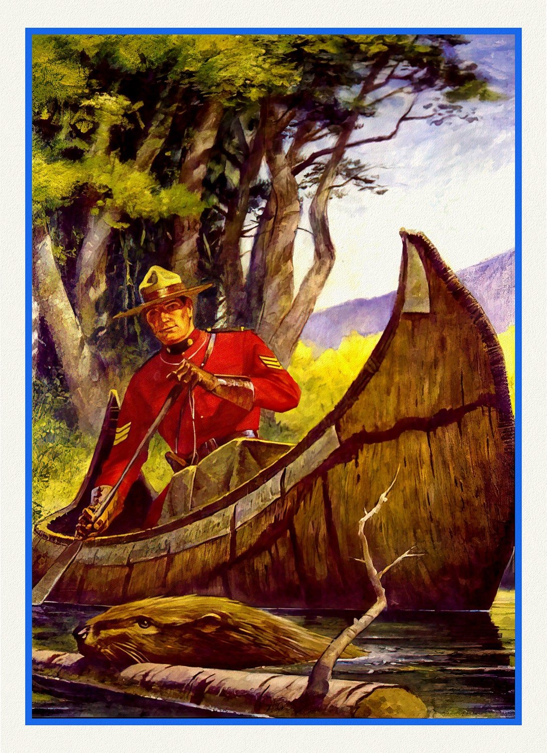 RCMP, Maintain The Right, Ver. IX , vintage poster on heavy cotton canvas, 50 x 70 cm, 20 x 25" approx. - The Map Chest