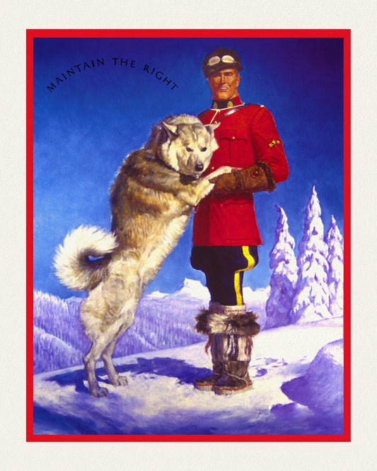 RCMP, Maintain The Right, Ver. V, poster on heavy cotton canvas, 50 x 70 cm, 20 x 25" approx. - The Map Chest