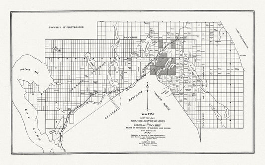 Sketch map showing location of mines in Coleman Township, parts of Townships of Lorrain and Bucke, 1954 , map on canvas, 20 x 25" approx. - The Map Chest
