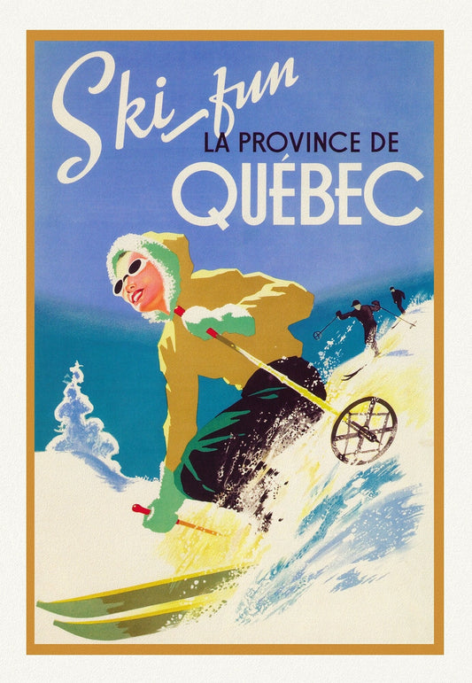 Ski Quebec , travel poster on heavy cotton canvas, 20x25" approx. - The Map Chest