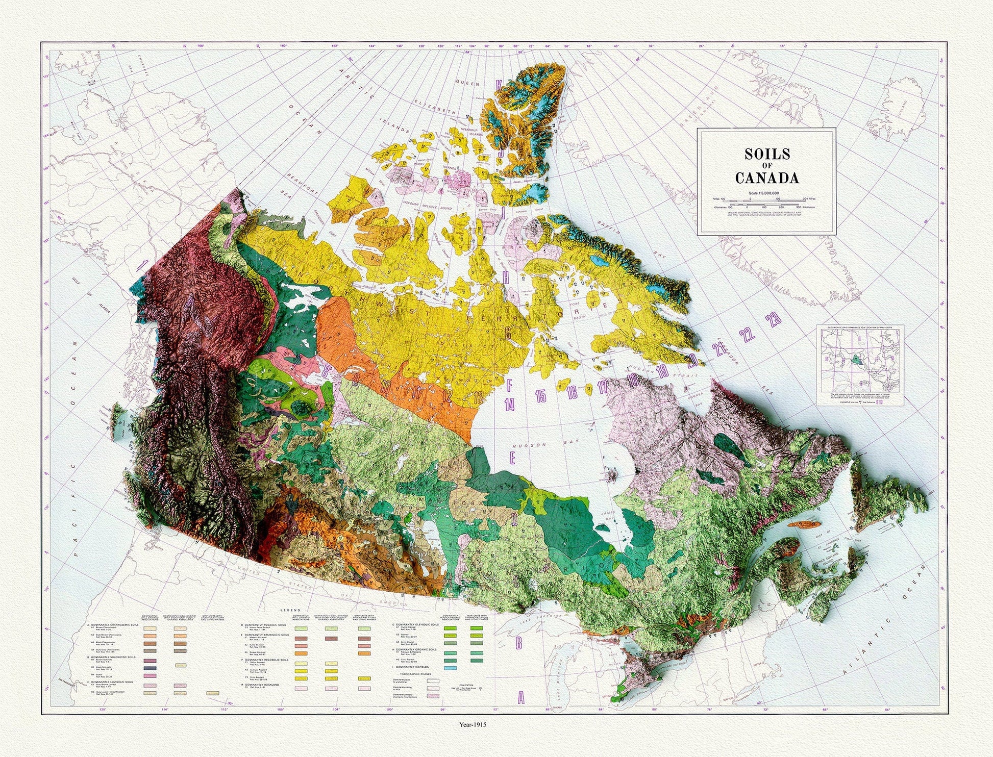 Soils of Canada, 1915 , map on heavy cotton canvas, 20 x 25" approx. - The Map Chest