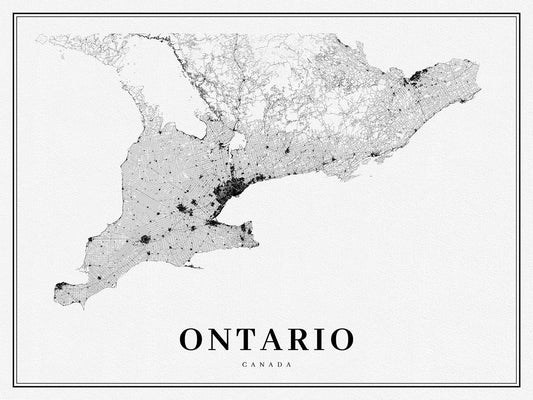 Southern Ontario, A Modern Map, on heavy cotton canvas, 50 x 70 cm, 20 x 25" approx. - The Map Chest