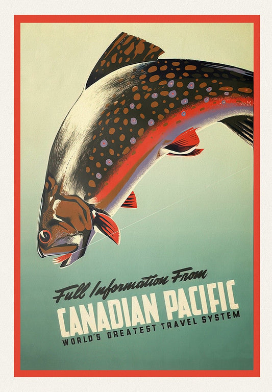 Sport Fishing, Canadian Pacific, The World's Greatest Travel System, 1942, poster on heavy cotton canvas, 45 x 65 cm, 18 x 24" approx. - The Map Chest
