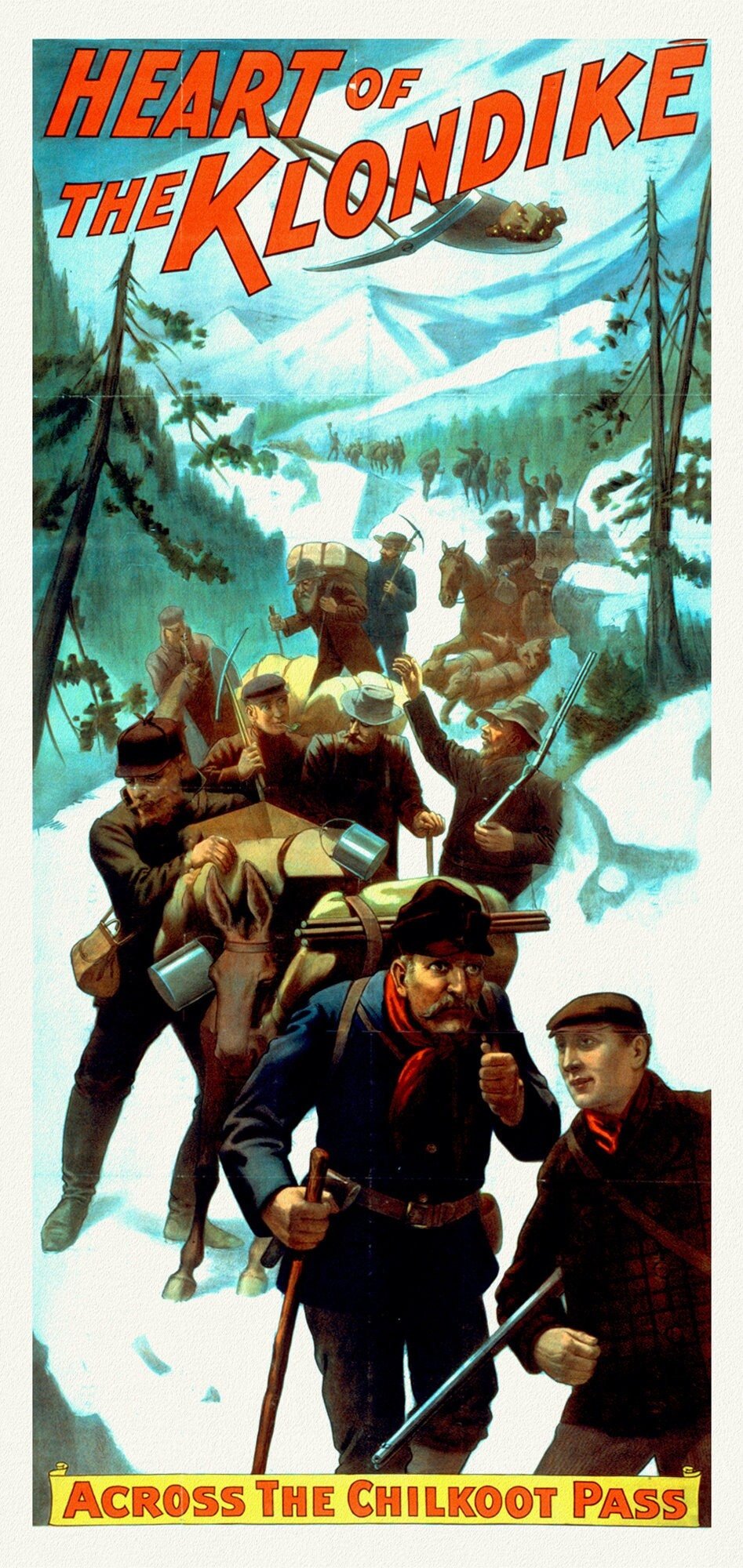 The Heart of the Klondike, Across the Chilkoot Pass, A Book Ver. II, vintage print on canvas, 50 x 70 cm, 20 x 25" approx. - The Map Chest