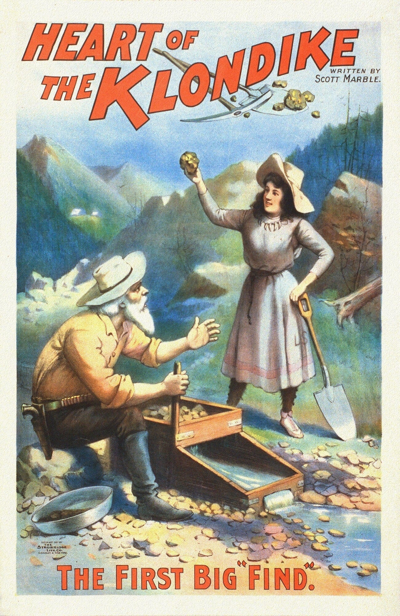 The Heart of the Klondike, The First Big Find, A Book, vintage print on canvas, 50 x 70 cm, 20 x 25" approx. - The Map Chest