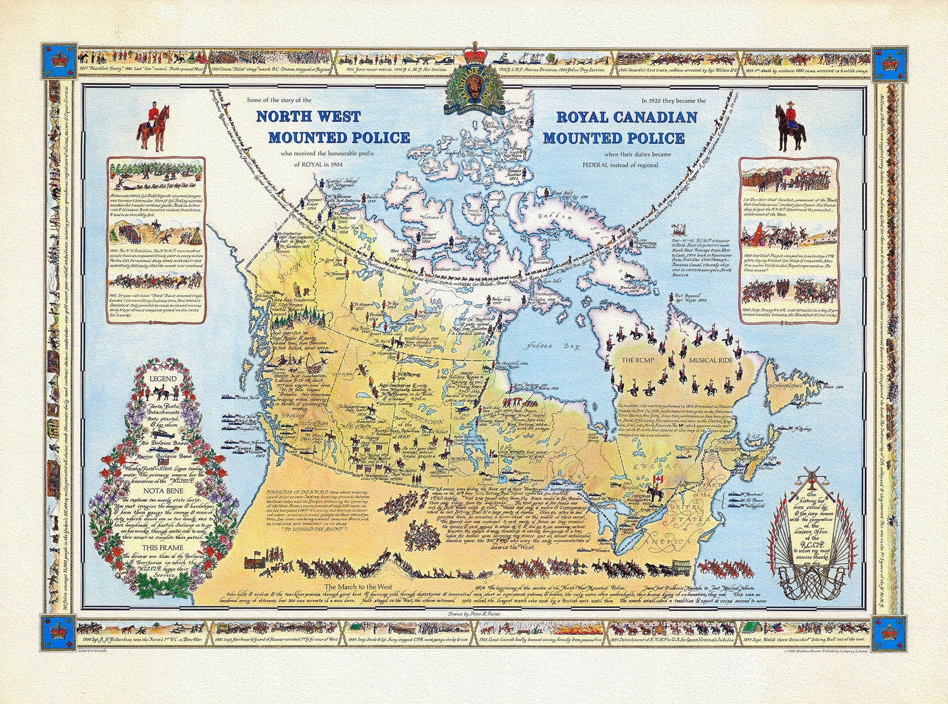 The North West Mounted Police ( Royal Canadian Mounted Police), 196, on heavy cotton canvas, 22x27" - The Map Chest